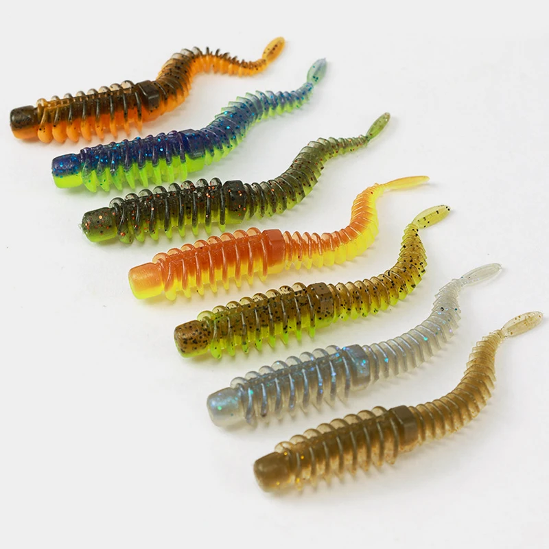 Señuelo de pesca de silicona, cebo Artificial flotante, 10 piezas, 1,8g, 7,5 cm, tornillo de cola de aguja, gusano suave, carpa, lubina, Swimbait - imagen 2