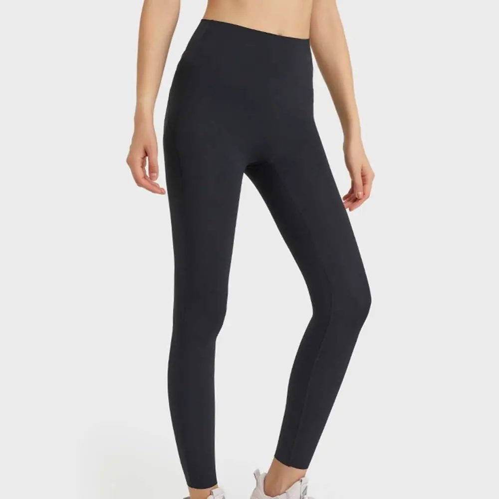 Mallas esculpidas elásticas para mujer, pantalones largos de Yoga, cintura alta, Control de barriga, mallas deportivas ajustadas negras, pantalones de Yoga para correr - imagen 2