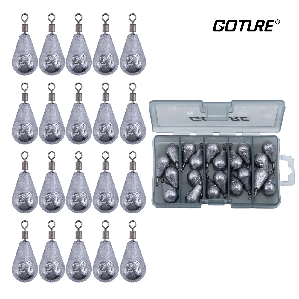 Goture 21g 30g 40g 50g 60g plomo lágrima tiro peso juego de pesas de pesca para agua salada equipo de pesca de agua dulce plomo