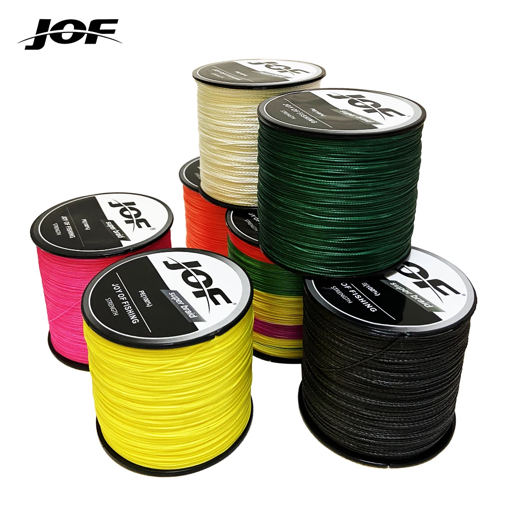 JOF-hilo trenzado de 4 hebras para hombre, multifilamento de mar 8-80LB PE 300M-1000M, cordón de Pesca, accesorios para carpa, lago