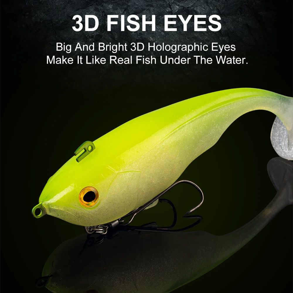 Kingdom Tsunami-cebo suave de 170mm y 55g, Material de PVC hundido con doble gancho, señuelo suave Artificial con cola en T para Swimbaits de Lucio - imagen 4