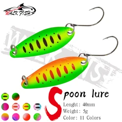 WALK FISH-señuelo de pesca con cuchara de Metal, superficie curva, lentejuelas, hoja de sauce colorida, cebo duro multicolor, boca volteada, 5g, 40mm, 1 Uds.