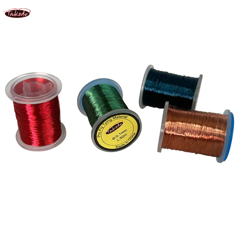 TAKEDO TN87 0,1 MM 50M/carrete atado de moscas alambre de cobre para cebos de señuelo de mosca cuerpo acanalada plomo agua Metal atado de moscas hilo - imagen 3