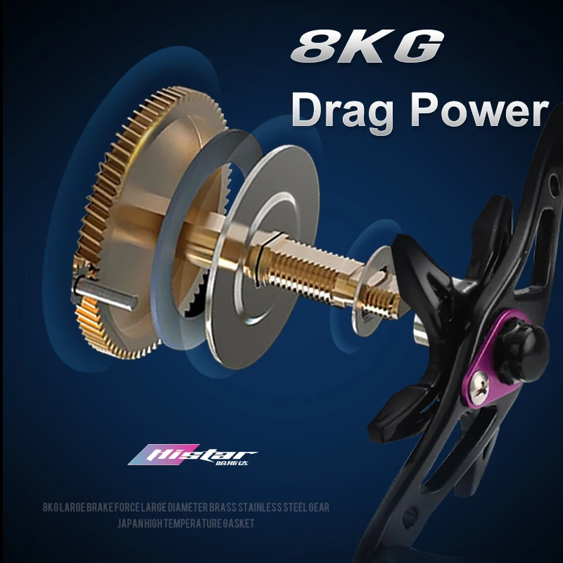 Carrete de casting HISTAR Honor – 8,0:1, freno magnético, 8 kg arrastre - imagen 5