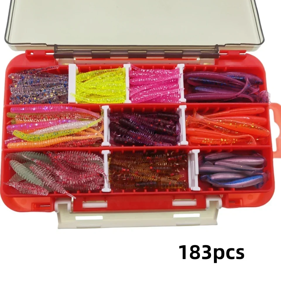 Juego de Señuelos de Pesca de piezas, Kit de cebo de silicona suave para agua dulce, Wobbler Artificial, plantilla de Metal, cucharas, anzuelo, accesorios de pesca, 183 - imagen 4