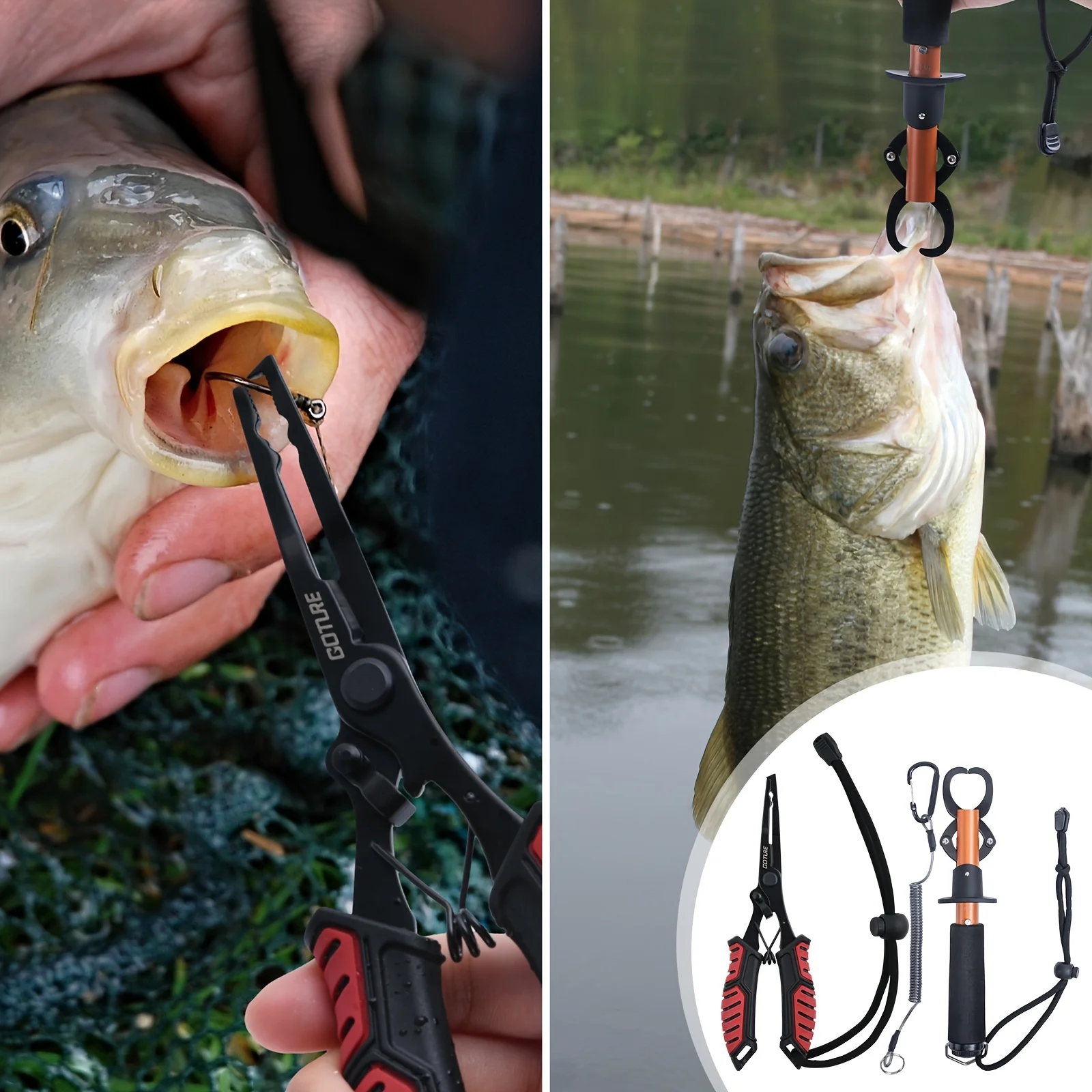 Juego de herramientas de pesca Goture: alicates y pinzas, corte de línea de pescado que sostiene el equipo de alicates de pesca profesionales prácticos y eficientes - imagen 2