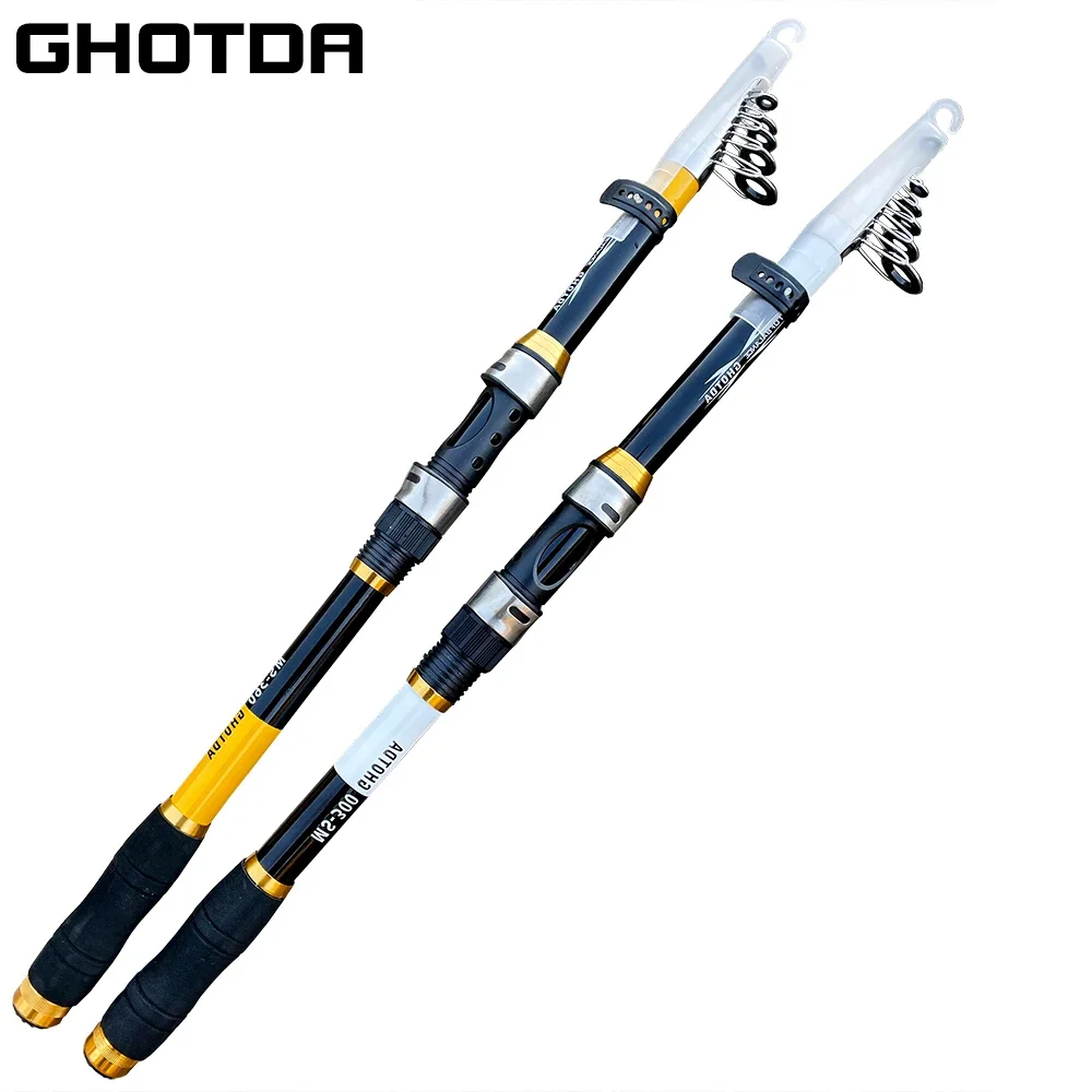 Cañas de pescar telescópicas de viaje, 2,1 M-3,6 M, potencia giratoria, lanzamiento de Surfcasting, caña de fundición de orilla, señuelo de alta calidad, peso 5-50g - imagen 2