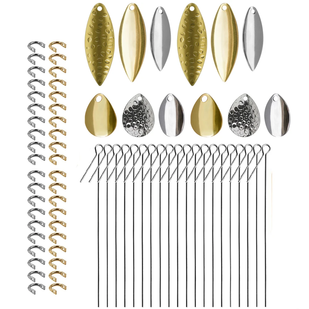72 Uds. Cuchillas giratorias de pesca, horquillas giratorias, alambre de acero en línea para Spinner de salmón, cuchillas giratorias, aparejos dorados, señuelo para lubina, pesca