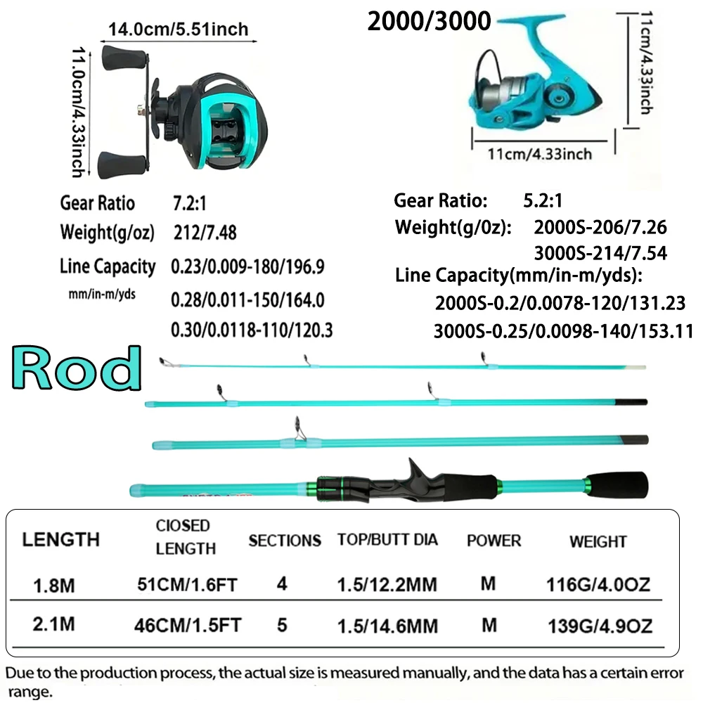 Señuelo de carbono súper duro de 4/5 secciones, peso de cebo 3,5-14g y 5,2:1/7,2:1, relación de engranaje, juego de ruedas de Jigging de agua salada para carpa - imagen 4