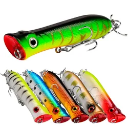 1 Uds 8cm 11g 6 #   Ganchos Pesca cebo Artificial Peche aparejos de Pesca agua superior para lubina Popper señuelo Pesca Wobbler Crankbait