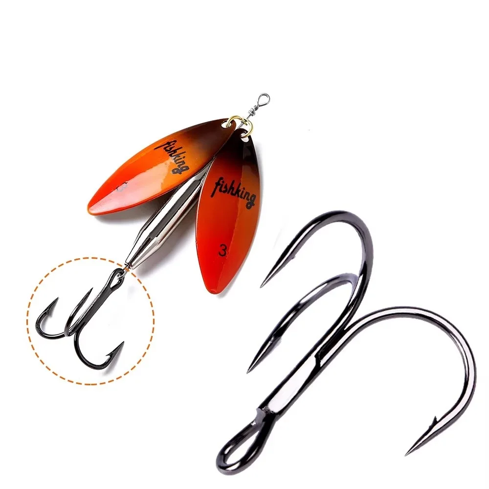 NGB 20PCS Anzuelo de pesca triple Acero con alto contenido de carbono 3/0 # -14 #   Anzuelo de pesca curvado redondo de níquel negro volteado para lubina con señuelo - imagen 5