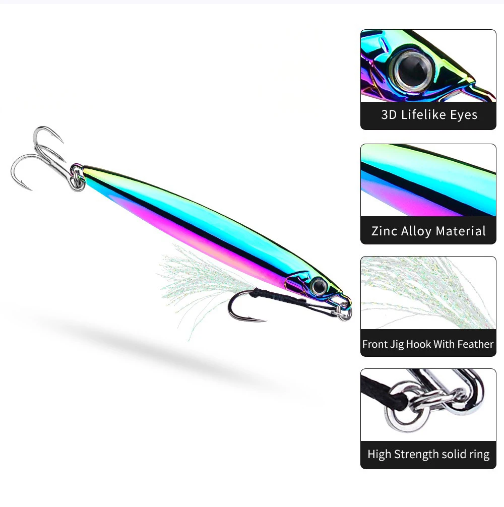 Señuelo de pesca de Metal, aleación de Zinc, 10/15/20/30/40g, cebo duro con acabado de espejo para caballa, señuelo de agua dulce y salada, 1 ud. - imagen 3