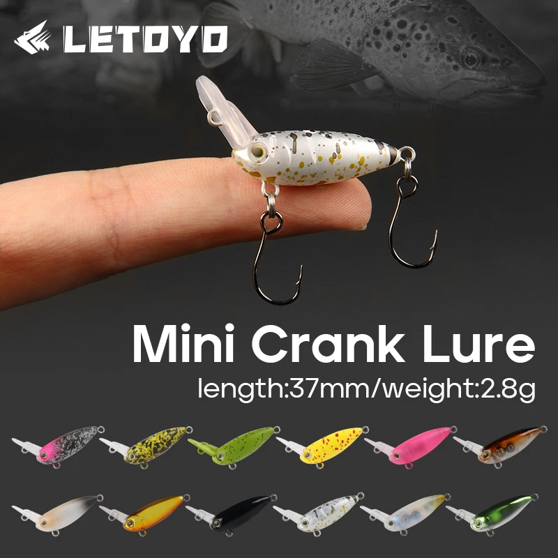 LETOYO 2,8g/37mm Mini señuelo de manivela capa de natación completa placa de lengua invertida Crankbait hundimiento rápido señuelos de trucha - imagen 4