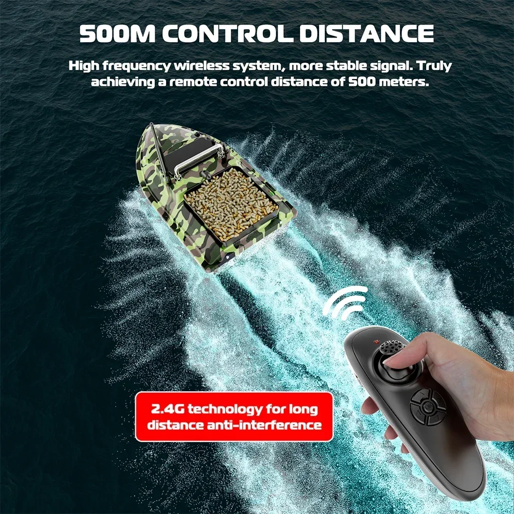 MBLN Barco de cebo de pesca, alcance remoto de 500 m, carga de 2 kg, tolva única, construcción impermeable, velocidad constante, retorno con un solo botón. VX - imagen 5