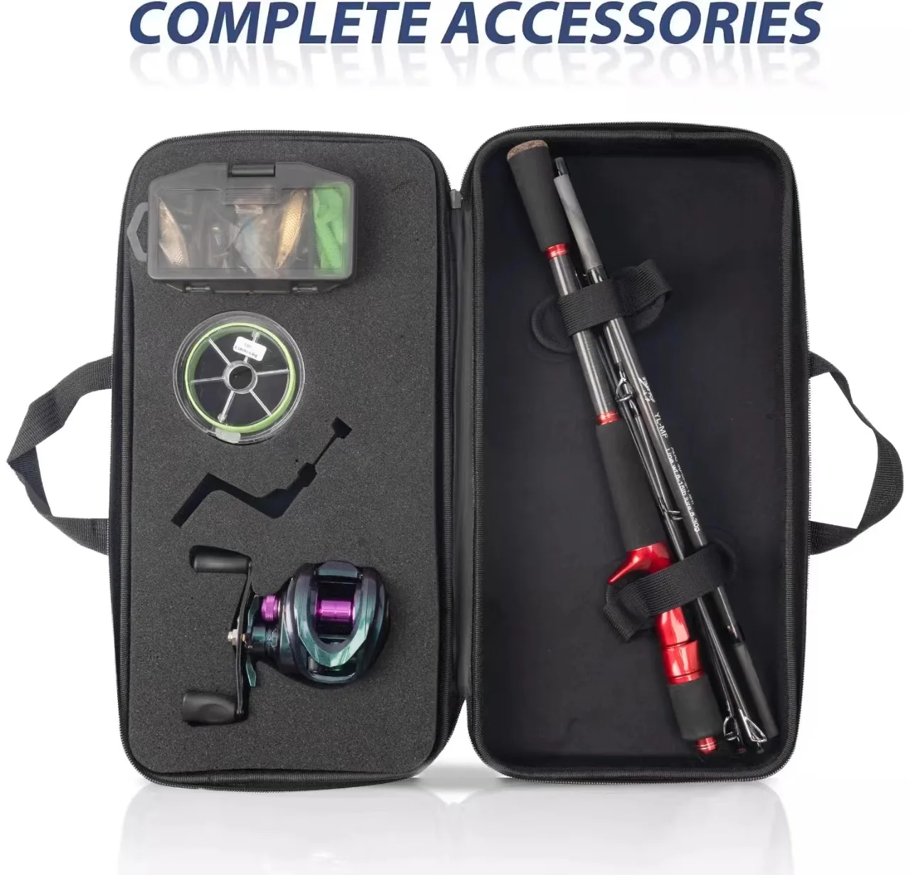 RUKE-caña de pescar de carbono, 5 secciones, medio duro, acción rápida, 1,8 m de longitud retráctil, 44cm, 124g con caja portátil, anillo coreano, mango EVA - imagen 5