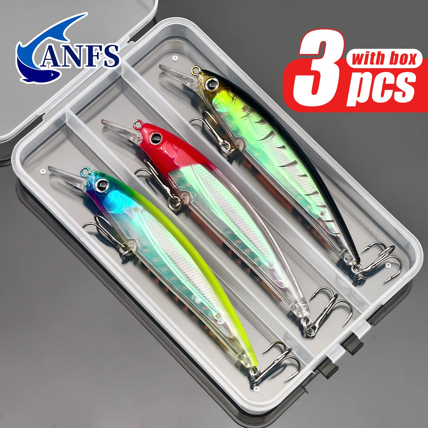 ANFS Kit de Señuelos de Pesca de 3 Piezas: Cebo Artificial para Pesca en Agua Dulce y Salada, Regalo Perfecto para Pescador