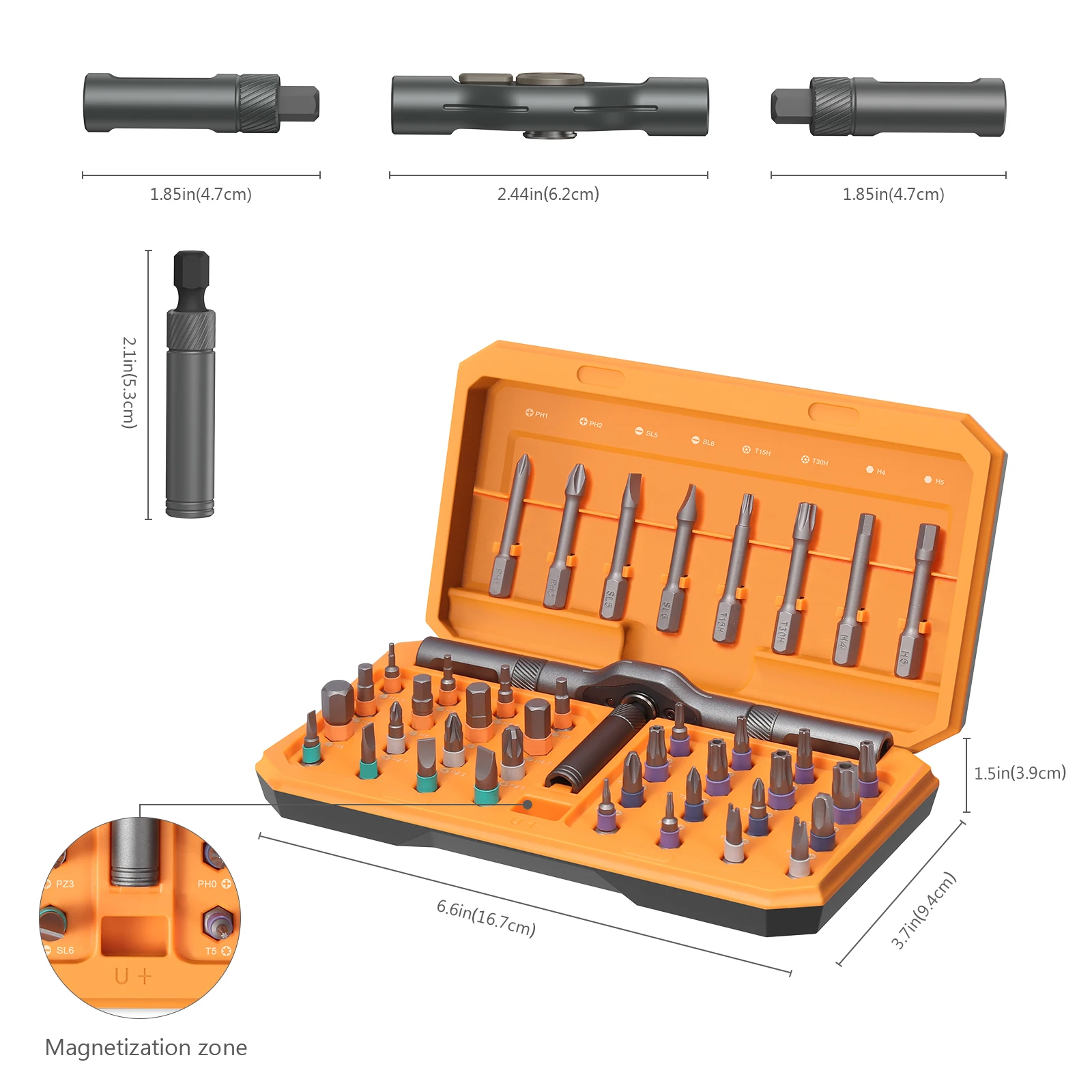 Destornilladores con trinquete magnético – Kit reparación giratorio - imagen 5