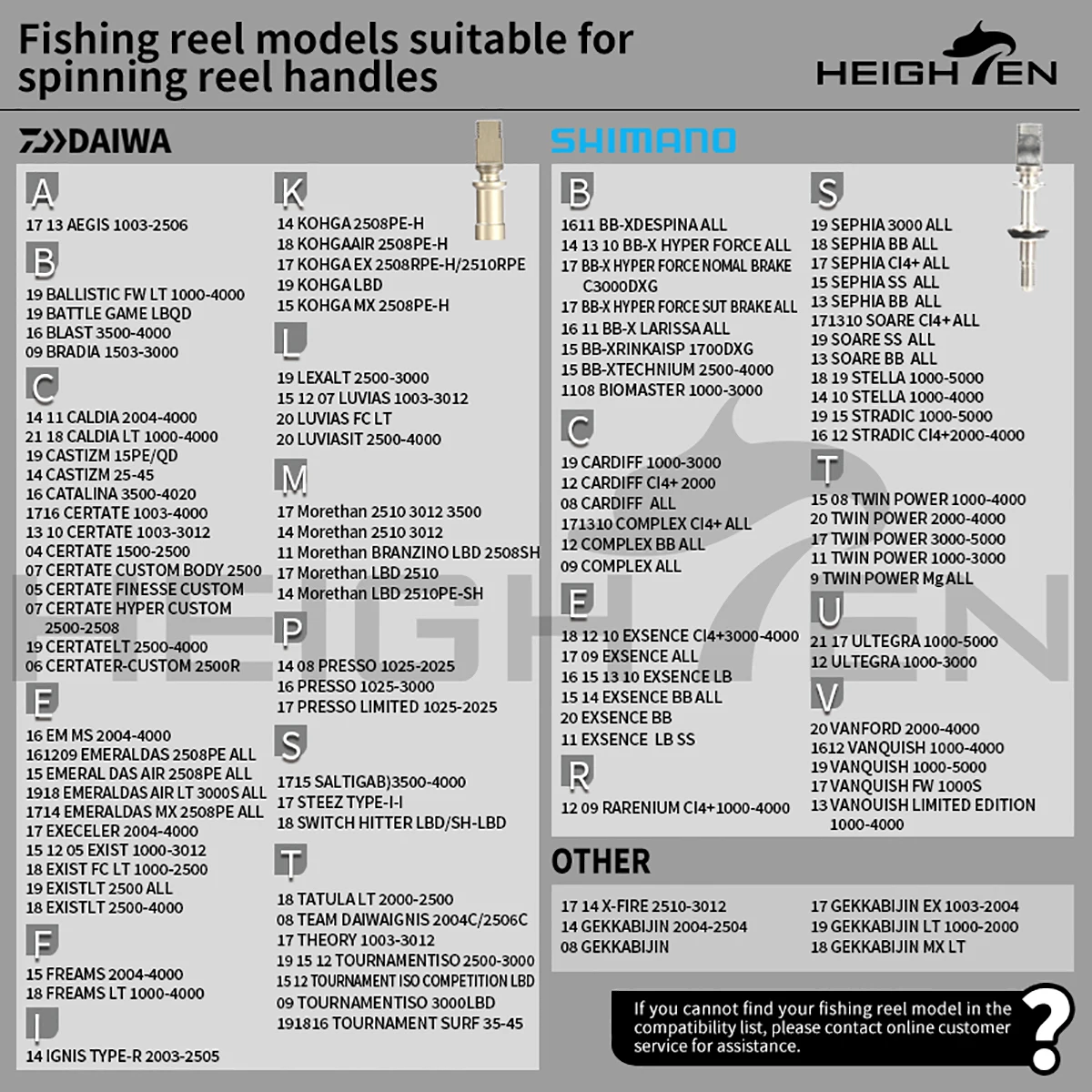 Carrete giratorio HEIGHTEN de un solo mango, 55mm reemplazable, 60mm con perilla de 35mm de diámetro, piezas de repuesto para carrete giratorio, pesca de lubina - imagen 5