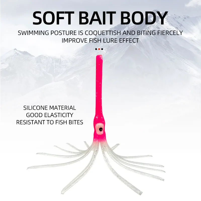 Cebo de calamar antimordeduras de pico largo que brilla en la oscuridad, señuelo de Color multimechones, pesca en el mar de agua dulce, cebo de pulpo, 10 Uds. - imagen 3
