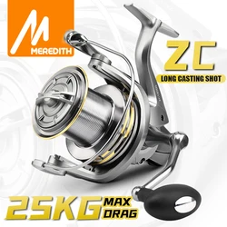 MEREDITH-carrete giratorio de tiro largo, serie 8000 9000 10000 12000 8 + 1BB, carretes de pesca para Surf, arrastre máximo de 55LB, carrete grande de agua salada