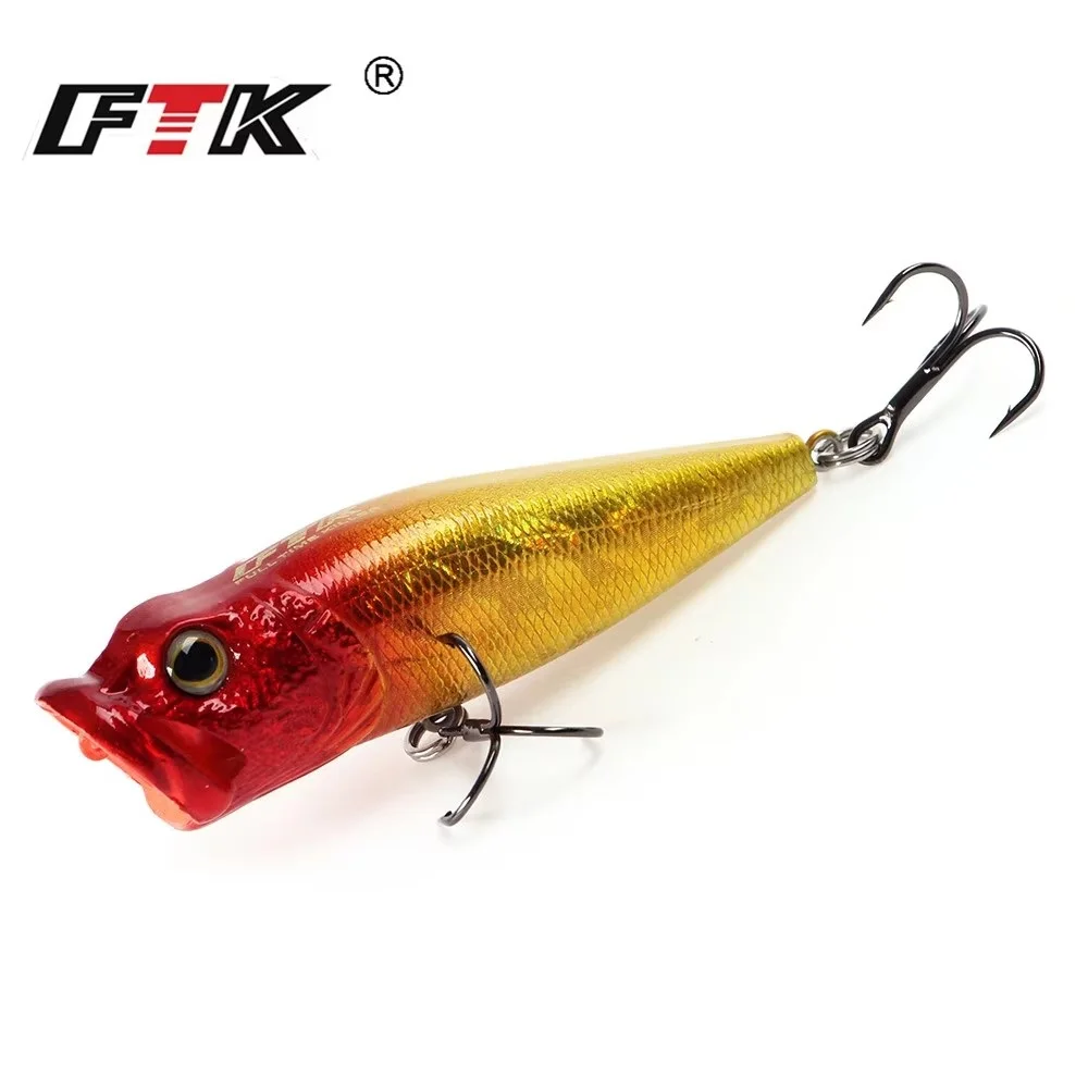 FTK Popper – Señuelo Topwater flotante con ojos 3D y anzuelo triple - imagen 2