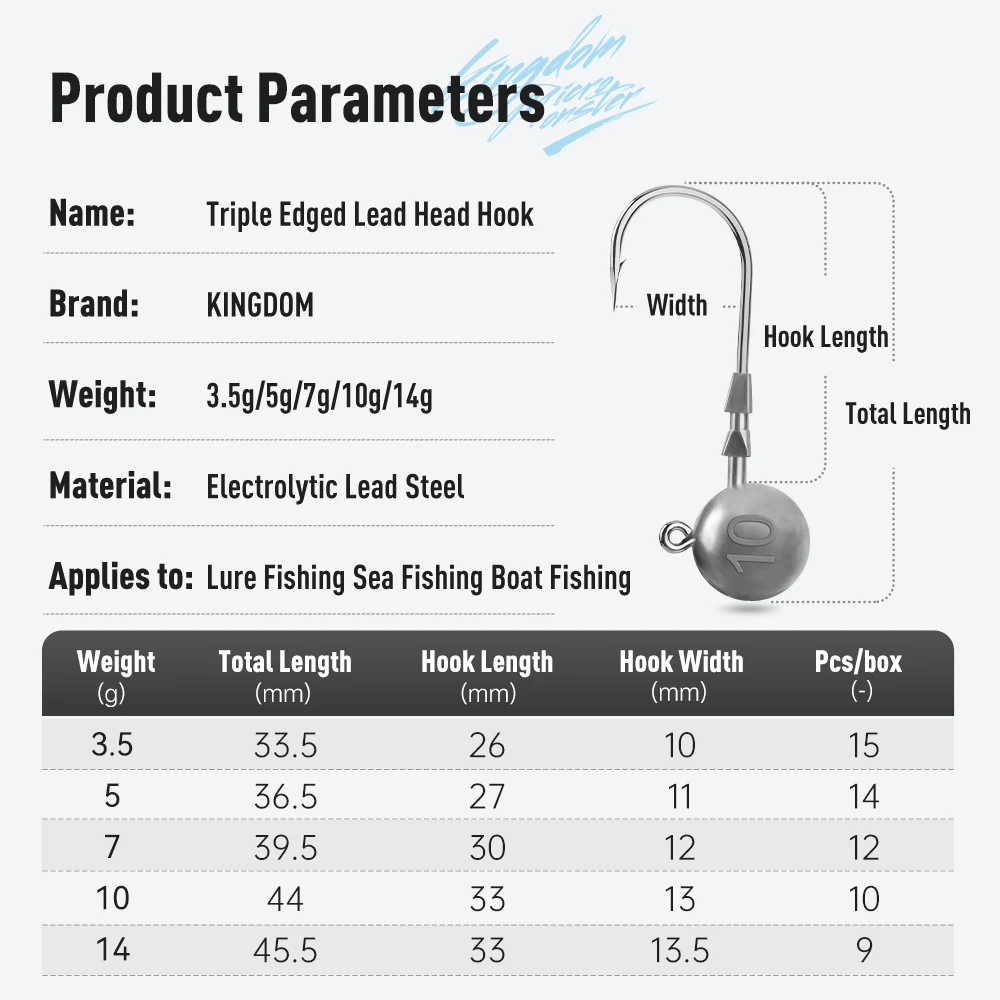 Kingdom 15 Uds 3X anzuelos de pesca reforzados 3,5g 5g 7g 10g 14g anzuelo de acero alto en carbono con filo triple accesorios de aparejos de pesca - imagen 2