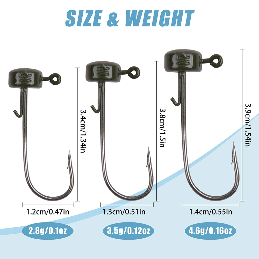 Anzuelos de pesca con cabeza de seta, anzuelos de plomo, accesorios de pesca para lubina, trucha, gusano, agua dulce, 20 unidades - imagen 2