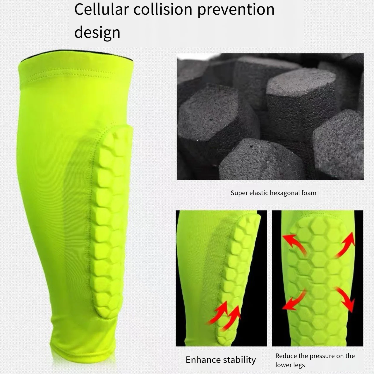 1 par de espinilleras de fútbol, mangas con espuma, manga de compresión de pantorrilla, almohadillas de panal, mallas deportivas y equipo de fútbol - imagen 2