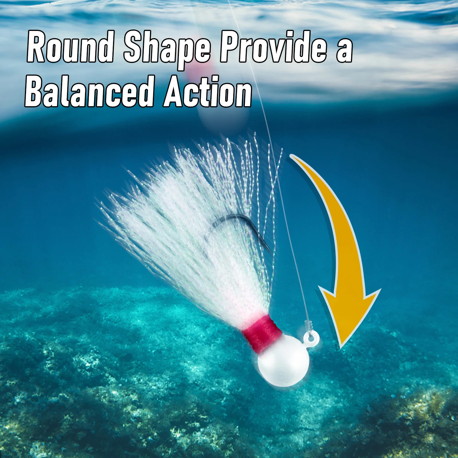 Plantilla de pelo con bola redonda, 10 Uds., 7g, 10g, 14g, cabezas de plantilla para pesca en agua salada, Flash de cristal, plantillas de Swimbait, plantillas de Pompano, Walleye - imagen 5