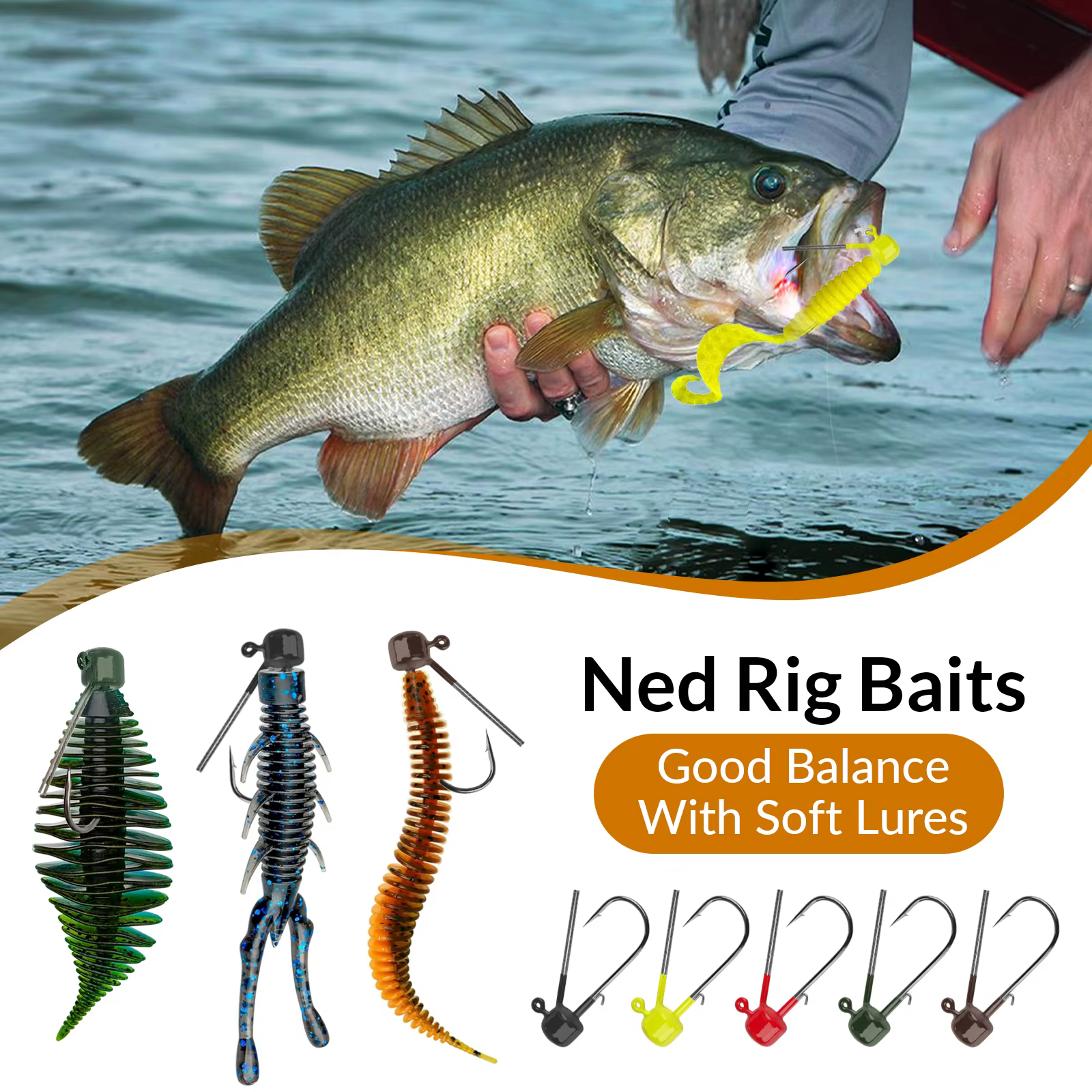 Anzuelos Ned Jig Head 3,5-6,5g sin malezas para lubina – Acero carbono - imagen 3
