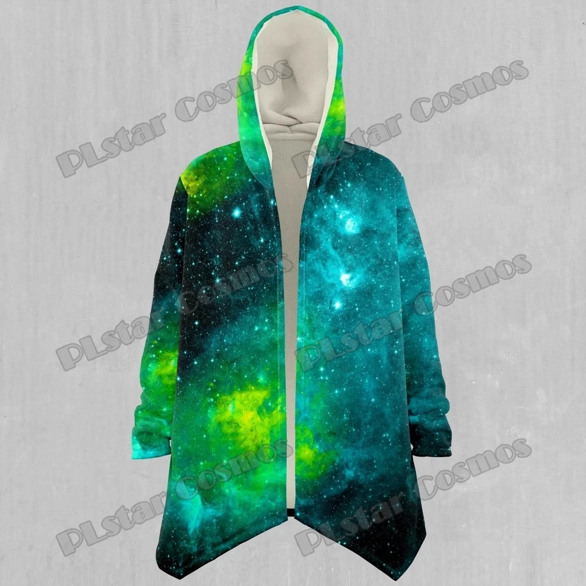 PLstar Cosmos Galaxy nebulosa patrón espacial 3D impreso capa con capucha de lana para hombre invierno Unisex Casual grueso capa cálida DP73