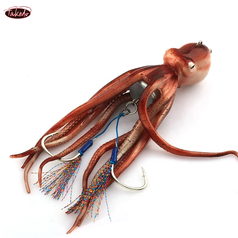 TAKEDO MY14 180G 200G 250G 300G inyección de tinta pulpo señuelo de pesca de aguas profundas pesca Trolling señuelo luminoso TPR pulpo cebo para atún - imagen 5