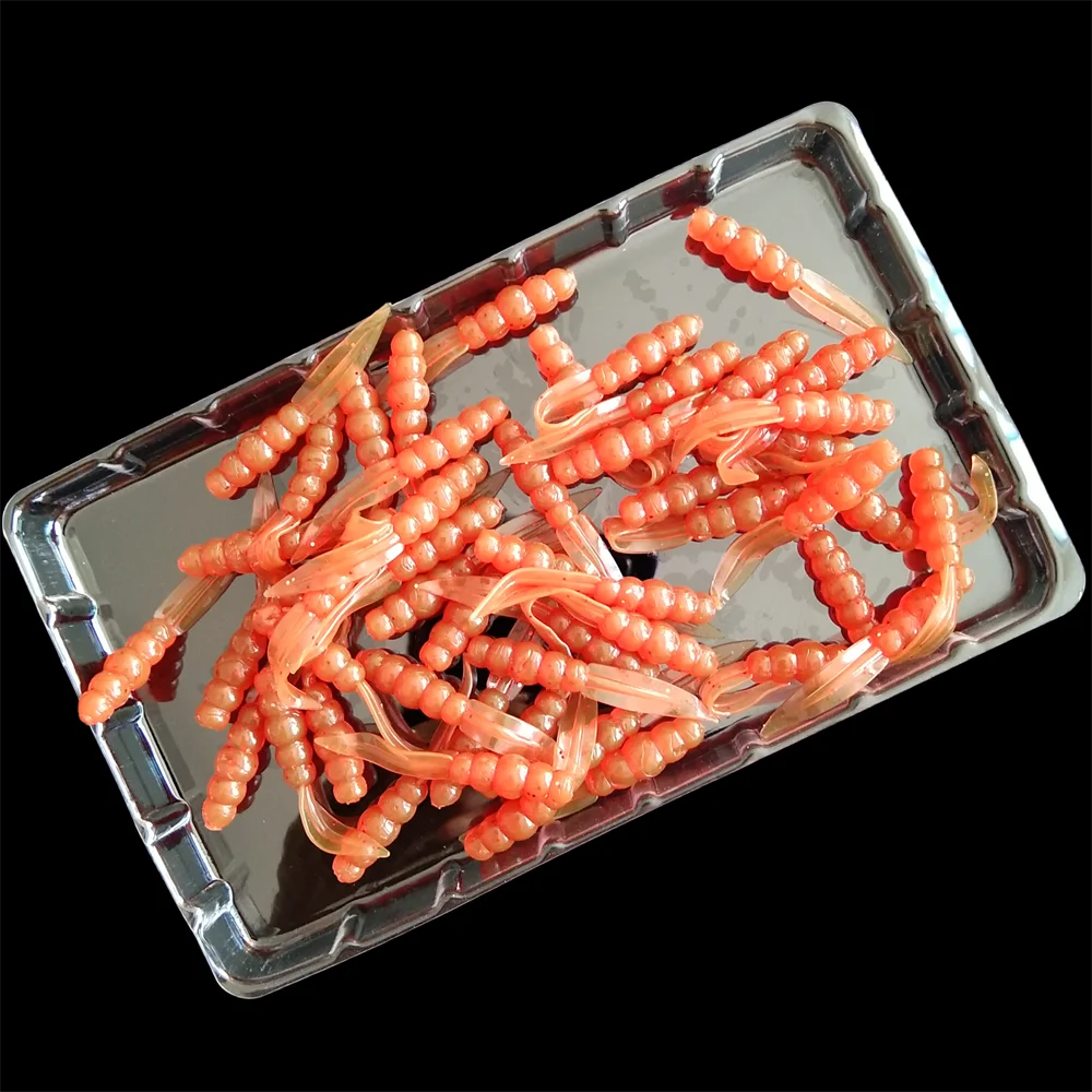 Swolfy-señuelo de pesca de gusano 300 piezas, cebo de silicona suave de 35mm, cebo de pesca falso Wobbler para Lucio, cebo de pesca Artificial - imagen 4