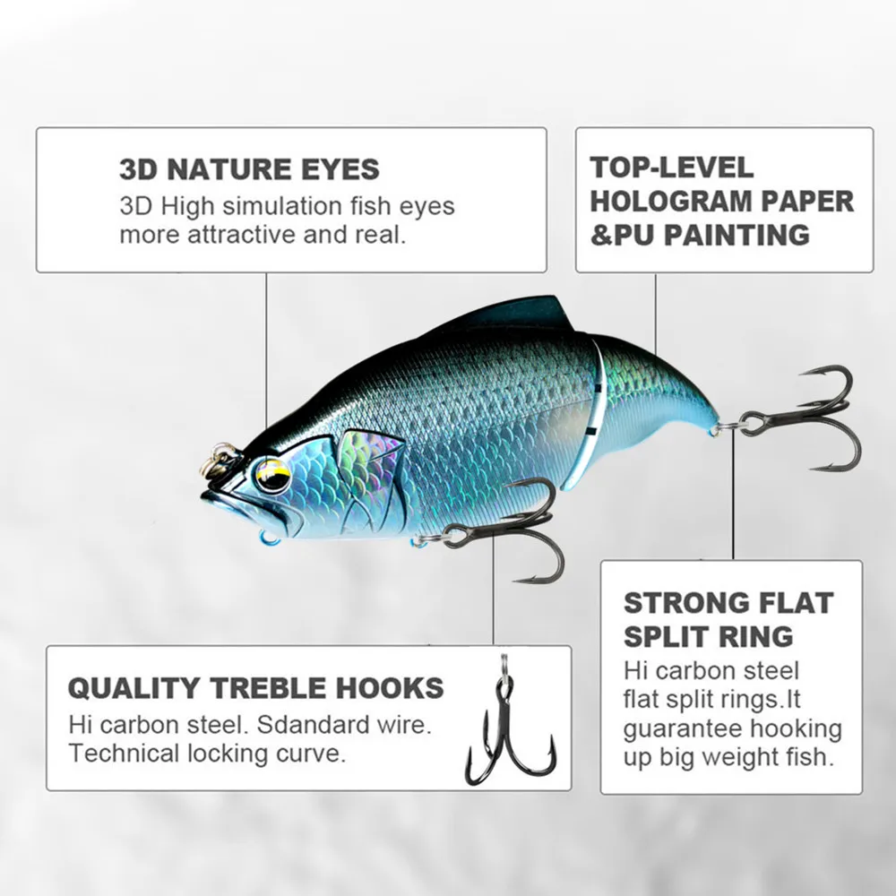 Señuelos Glidebait Big Vatalion 7,48 pulgadas 4,59 OZ cebos flotantes lentos Swimbaits articulado Wobbler Vatalion Leurre - imagen 4