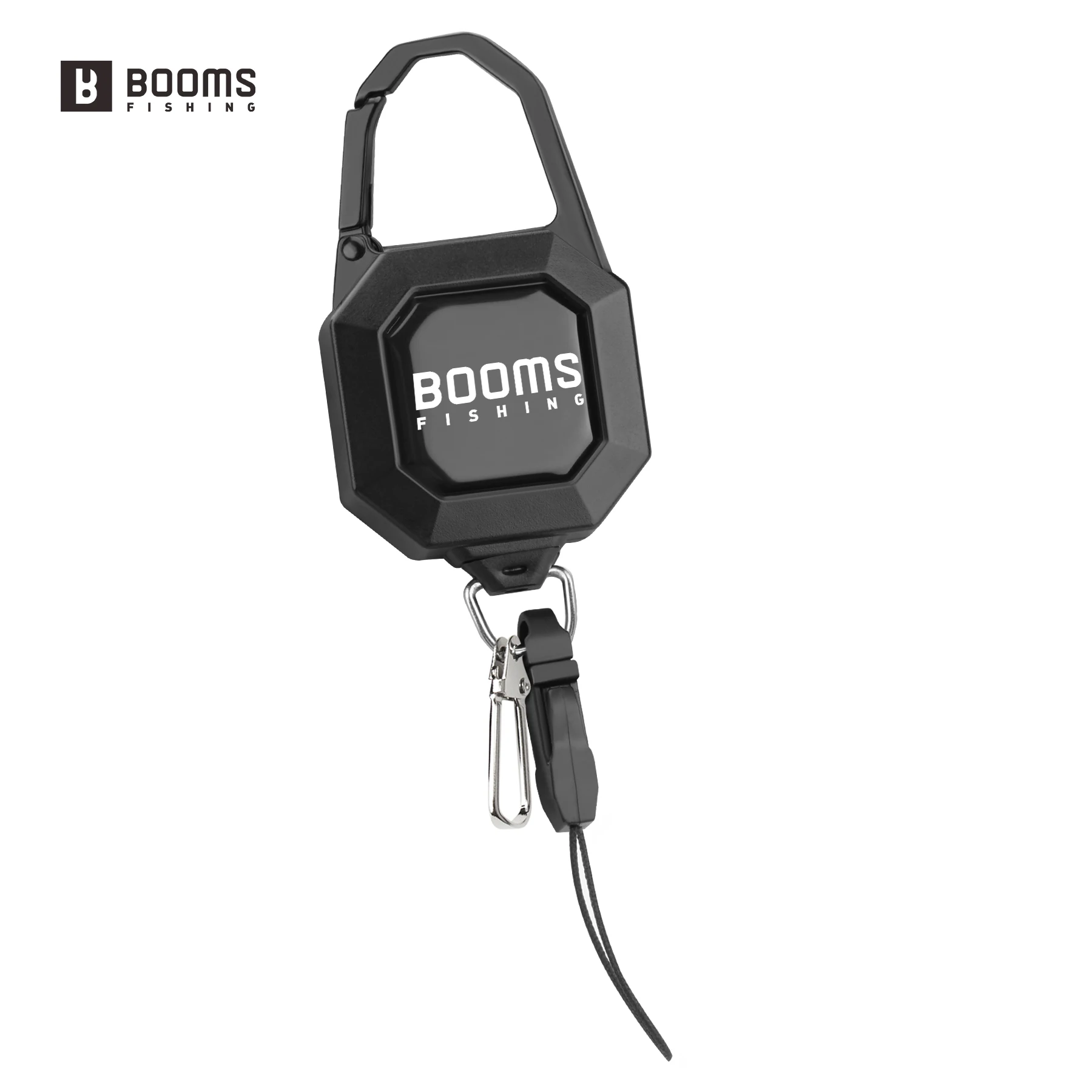 Booms Fishing-Retractor de aleación de Zinc de 75cm, llavero retráctil de bloqueo resistente, correa de engranaje con cable retráctil, herramientas de pesca