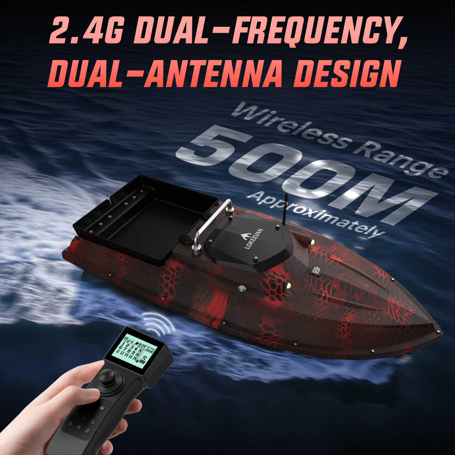 Bote cebador GPS LOKEEVAN con sonda de profundidad y temperatura - imagen 5