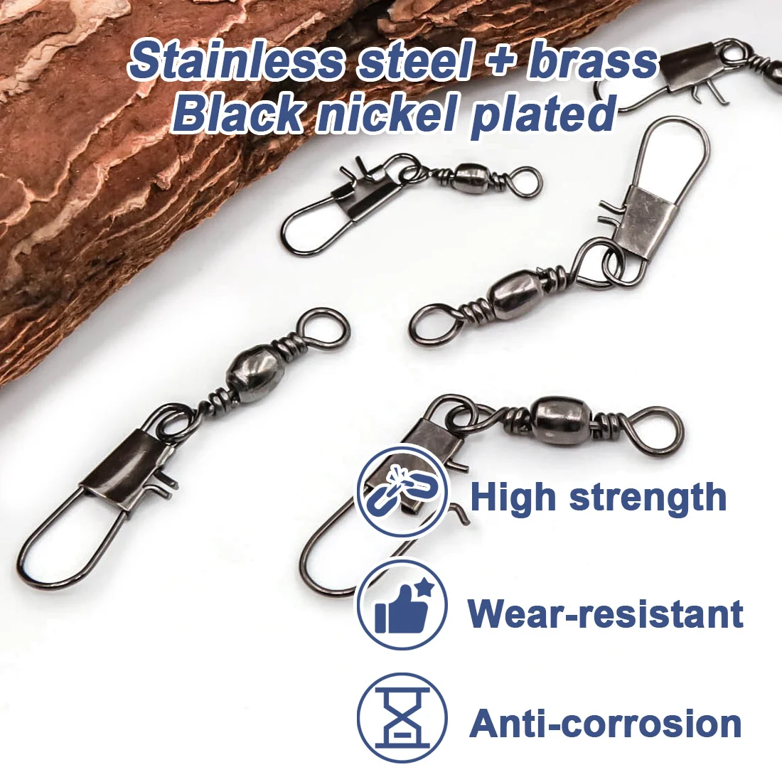 Kit de presión giratoria de pesca de 9KM, 50-200 Uds., broches de enclavamiento giratorios de barril, aparejos de pesca, conector de señuelo de línea líder para agua salada - imagen 3