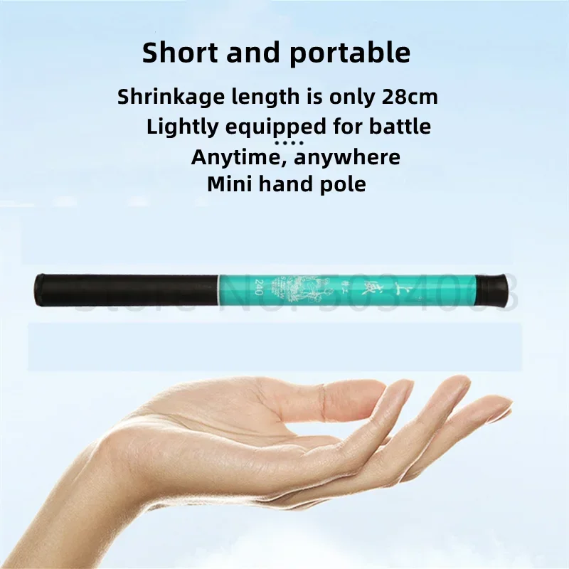 Caña de pescar ligera profesional ultracorta, equipo de pesca, potente Mini telescópico giratorio de carbono - imagen 4