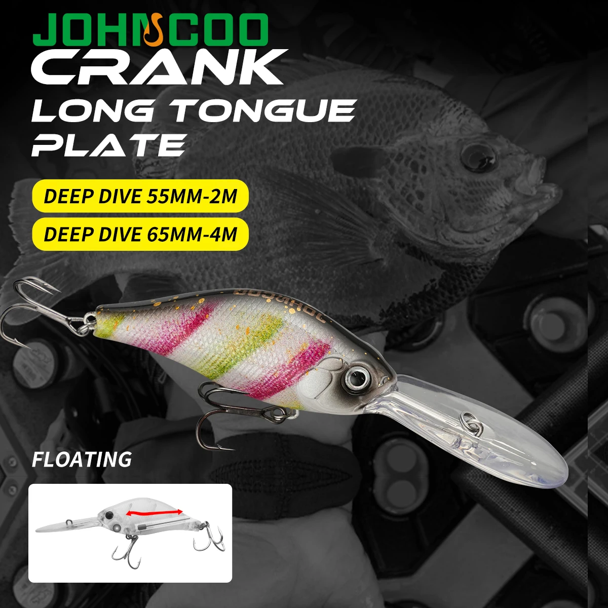 Señuelo de pesca con manivela Johncoo, cebo de buceo profundo, señuelo depredador de color Natural para Lucio y lubina