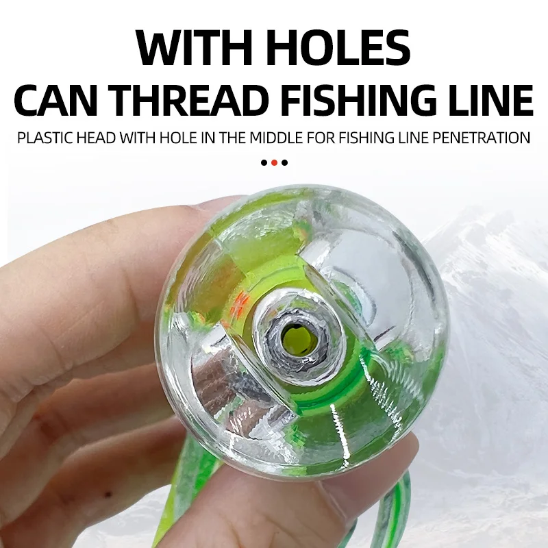 Señuelos de falda de arrastre de 16cm/25cm, señuelo de pesca de aguas profundas con delfines de atún Marlin, pulpo acrílico suave, señuelo de pesca de mar de resina - imagen 4