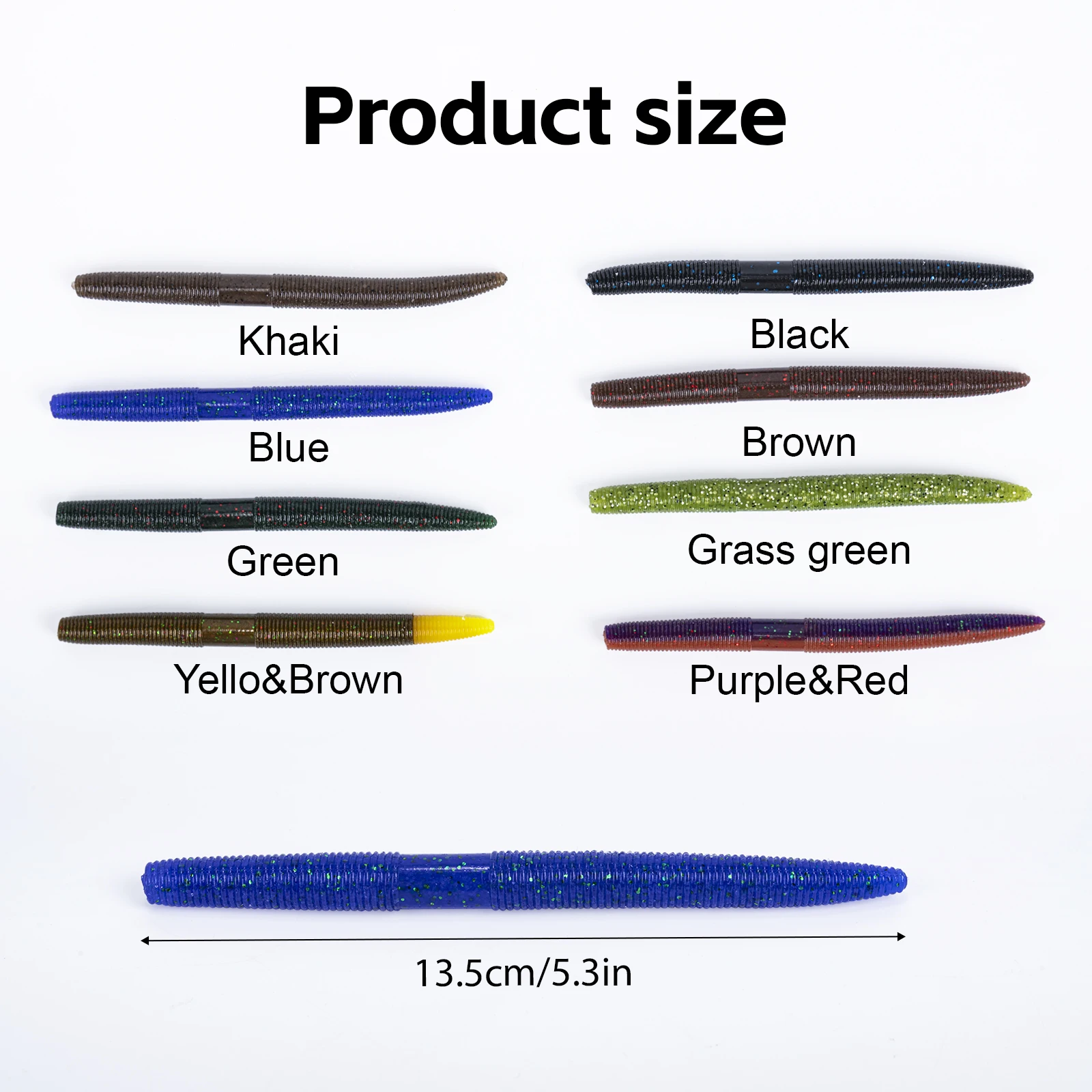 Goture 24 unids/set cebo blando de gusano 13,5 cm 5,3 pulgadas cebo de cola de hundimiento lento desgarradura realista pesca Artificial señuelos blandos Wobblers - imagen 4