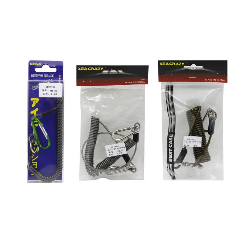 ZYZ cuerda de retención de alambre de acero, aparejo de pesca de mar de alta resistencia, herramienta antipérdida, alta elasticidad, autoestiramiento, cuerda anticaída - imagen 5