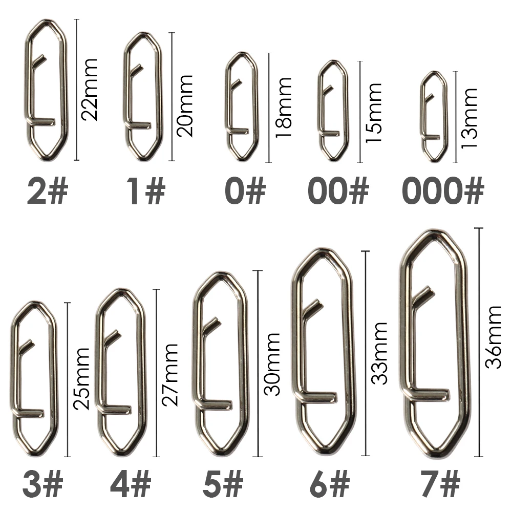 50 unids/caja de enclavamiento de Pesca Clips rápidos caja de aparejos de acero inoxidable barril señuelo línea conector accesorios Pesca anillo giratorio - imagen 2