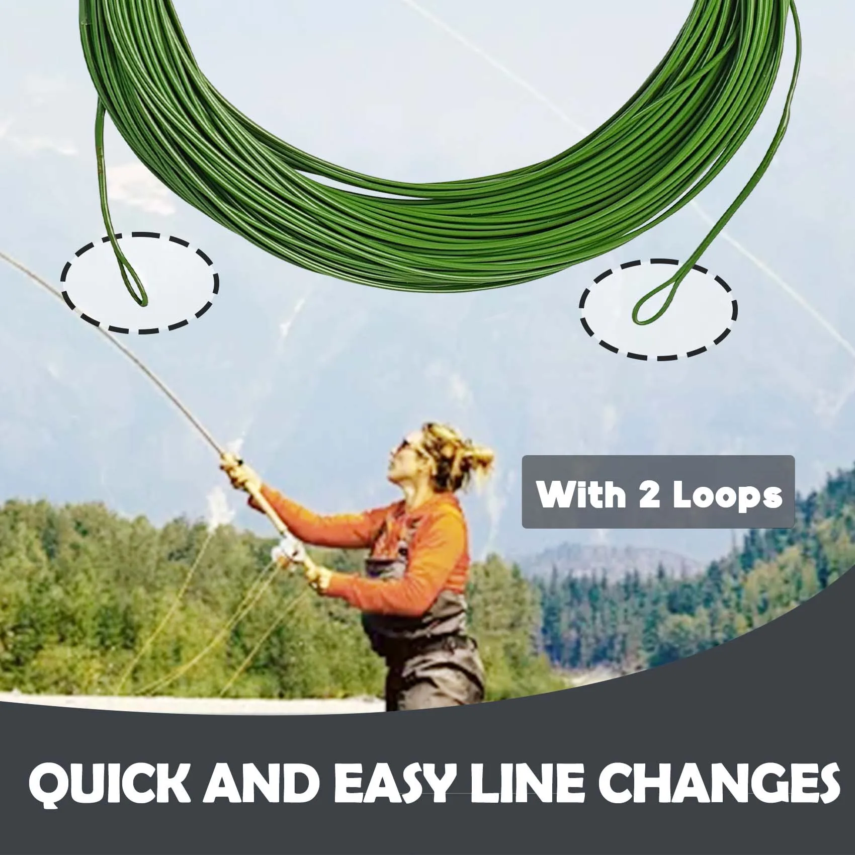 Línea de pesca con mosca de hundimiento lento, monofilamento de nailon de hundimiento completo con revestimiento de PU, color verde oscuro, 25,91 metros, IPS3-4 de fundición suave - imagen 2