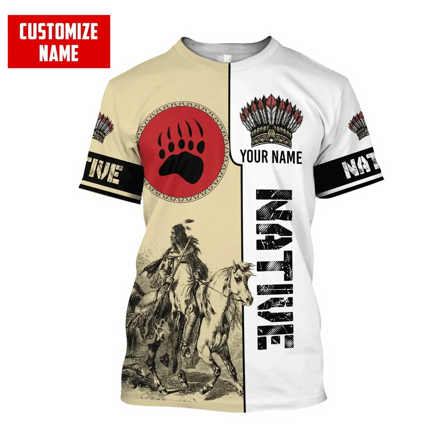 Camiseta personalizada con estampado de lobo nativo en 3D para hombre, camiseta a la moda con estampado completo, camiseta informal de calle Unisex de estilo veraniego TX287 - imagen 2