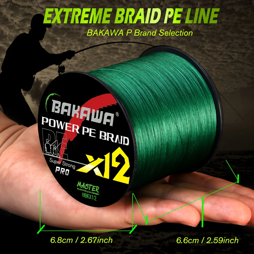 Línea de pesca trenzada de 12 hebras BAKAWA, línea de PE multifilamento japonés de 500M, línea de pesca súper fuerte X12 suave y duradera, productos de pesca - imagen 2