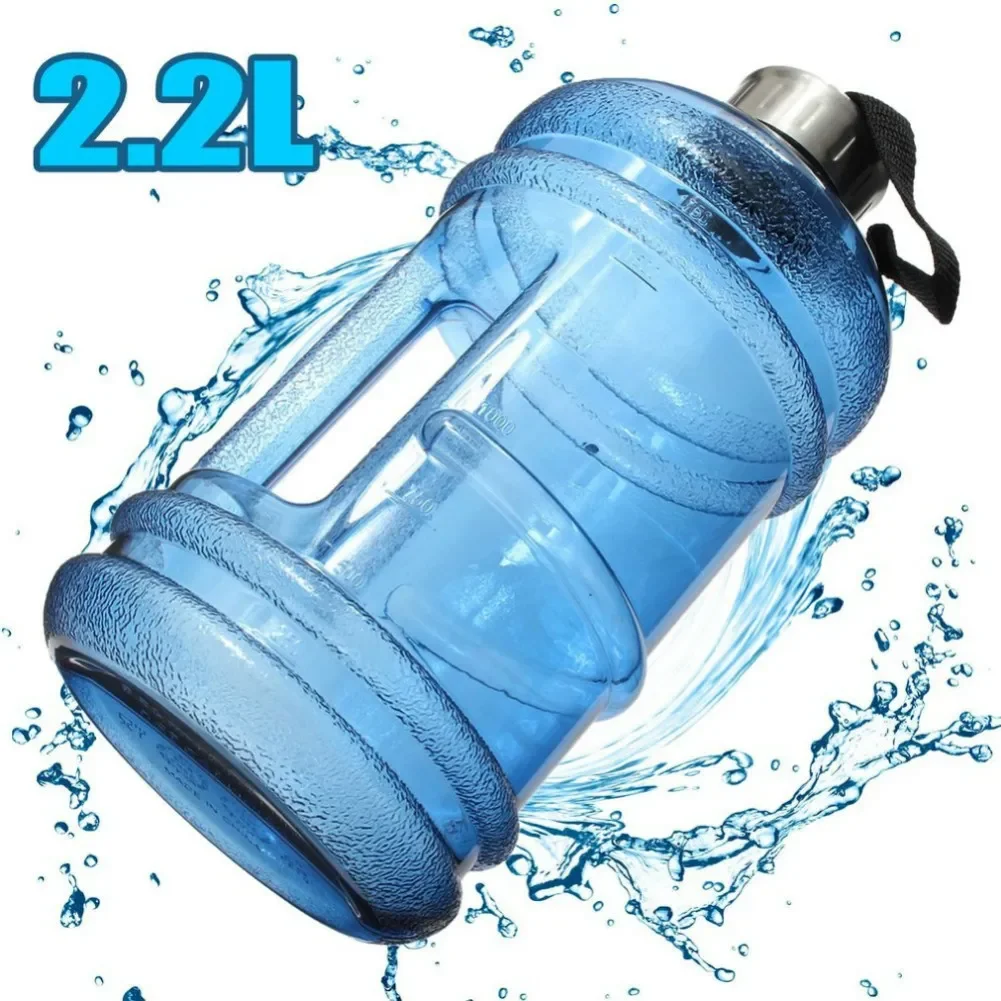 SANLIKE-botella de agua azul de gran capacidad, 2,2 L, para deportes al aire libre, Fitness, Camping, correr, deportes, senderismo, accesorios para acampar - imagen 3