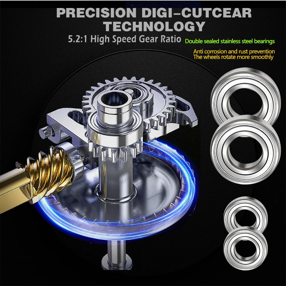 Diseños a prueba de agua carrete de pesca giratorio Seawat rodamientos de acero inoxidable antioxidante todo balancín de Metal/taza de línea/pie rueda 5,2: 1 - imagen 4