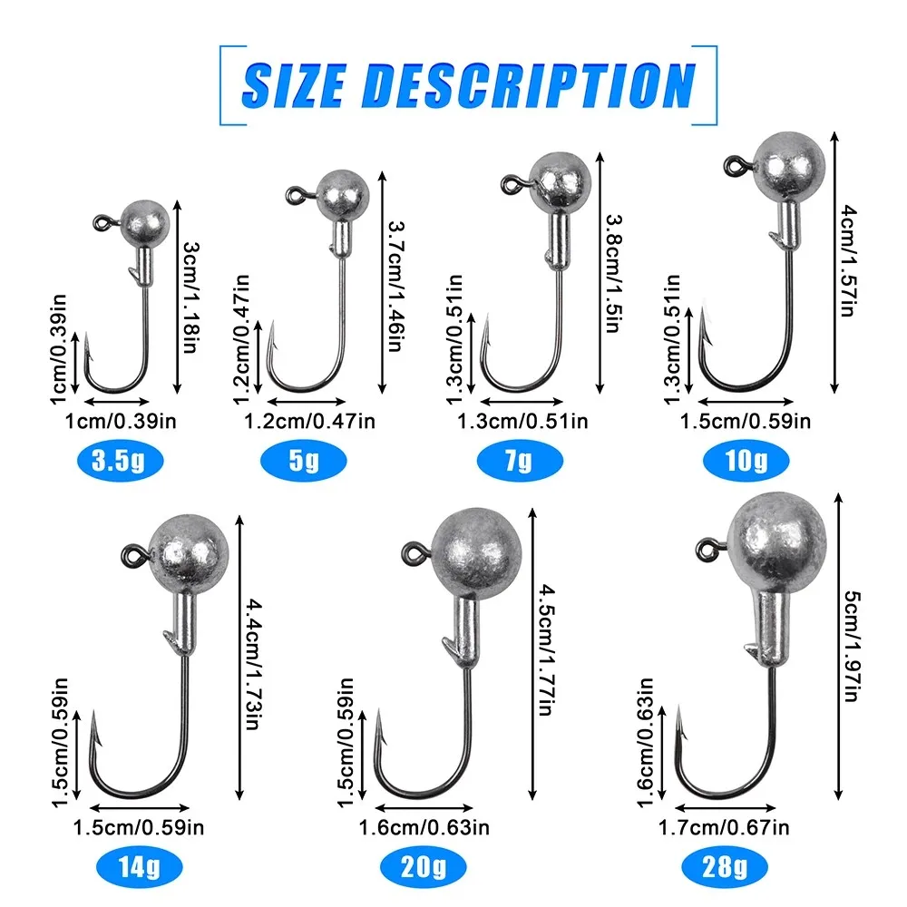 25 uds anzuelos con cabeza de plantilla de manivela, anzuelos de pesca con cabeza de bola redonda, cabezales de plantilla sin pintar para lubina, tipo tipo de pez, plantillas de pesca con ojo de pez - imagen 3