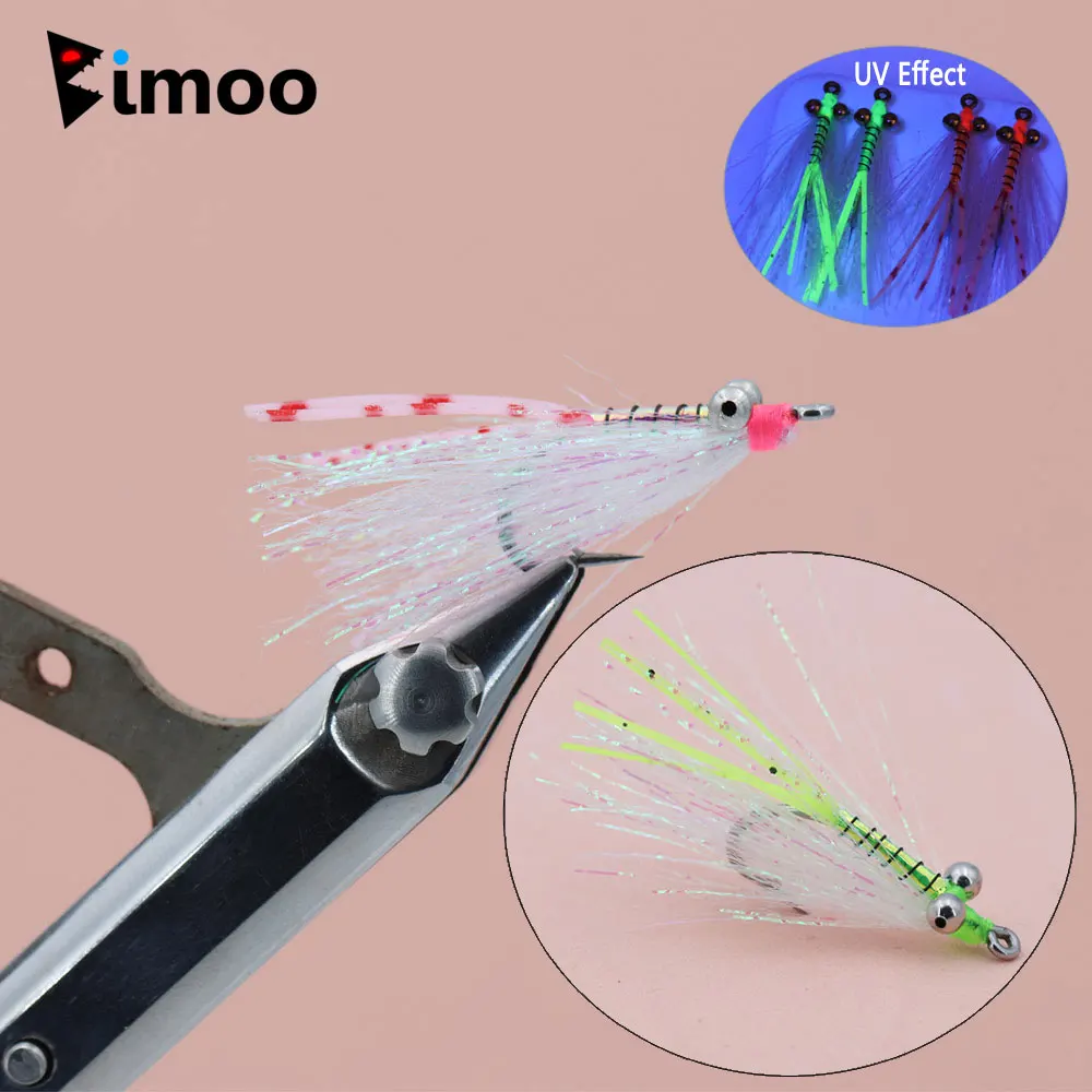 Bimoo 6 piezas # 4 ojos de cadena Crazy Charlie mosca con púas anzuelo de mosca de hundimiento rápido Bonefish Bass Tarpon Señuelos de pesca de mar de agua dulce - imagen 2